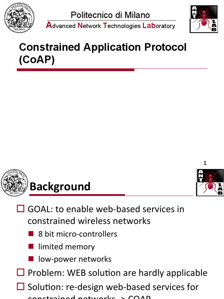 Constrained Application Protocol Coap Politecnico Di Milano Pdf