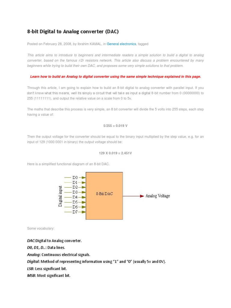8-Bit Digital to Analog Converter Guide | PDF | Analogue Electronics ...