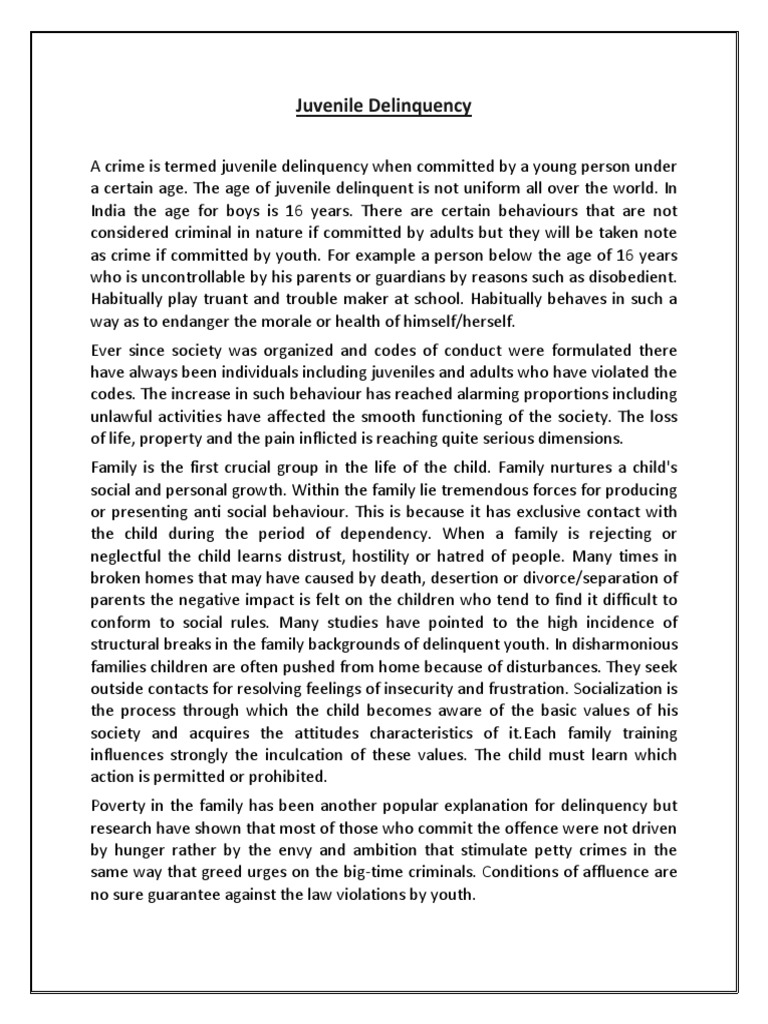 Juvenile Delinquency | PDF | Juvenile Delinquency | Family