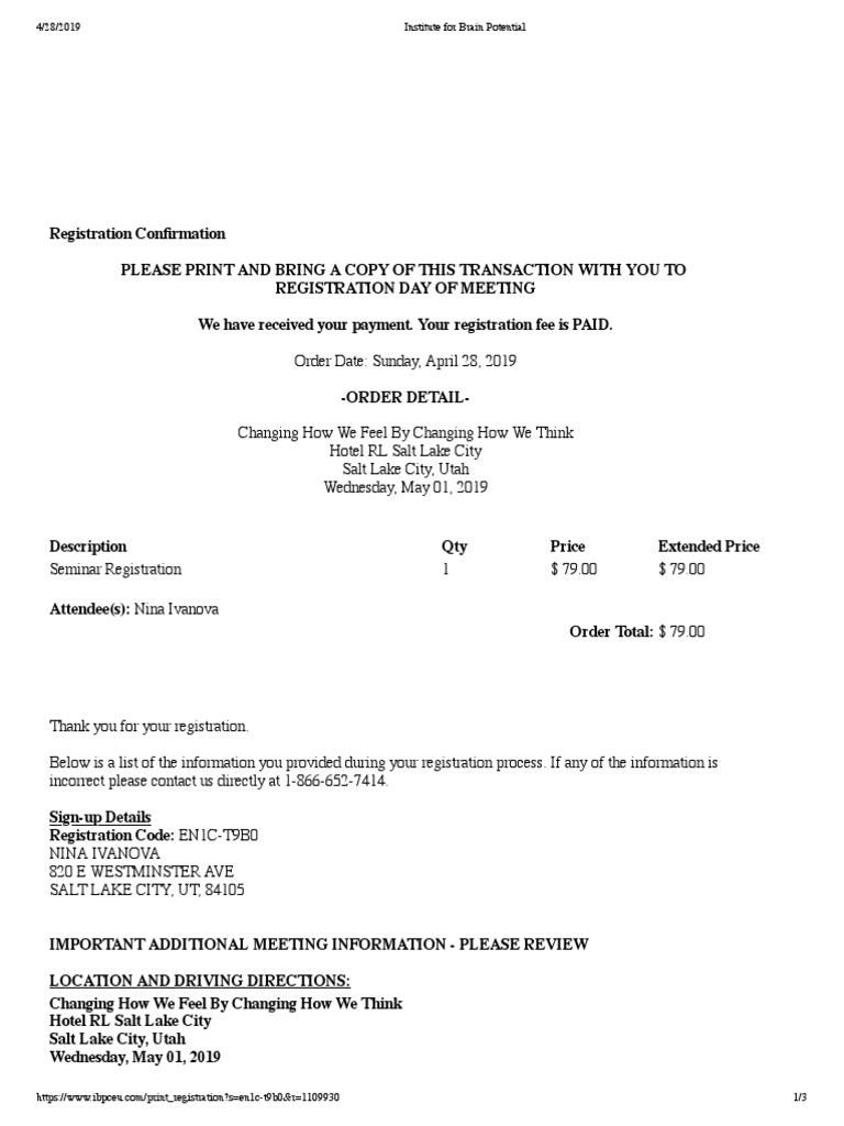 Institute For Brain Potential PDF Receipt Credit Card