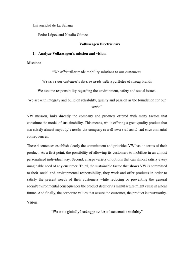 Volkswagen's Electric Car Strategy Analysis | PDF | Electric Vehicle ...