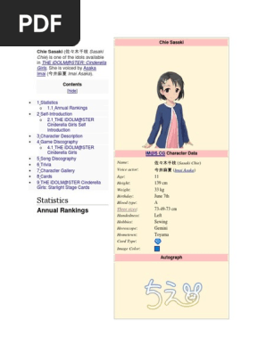 Chie Sasaki Pdf Entertainment Leisure