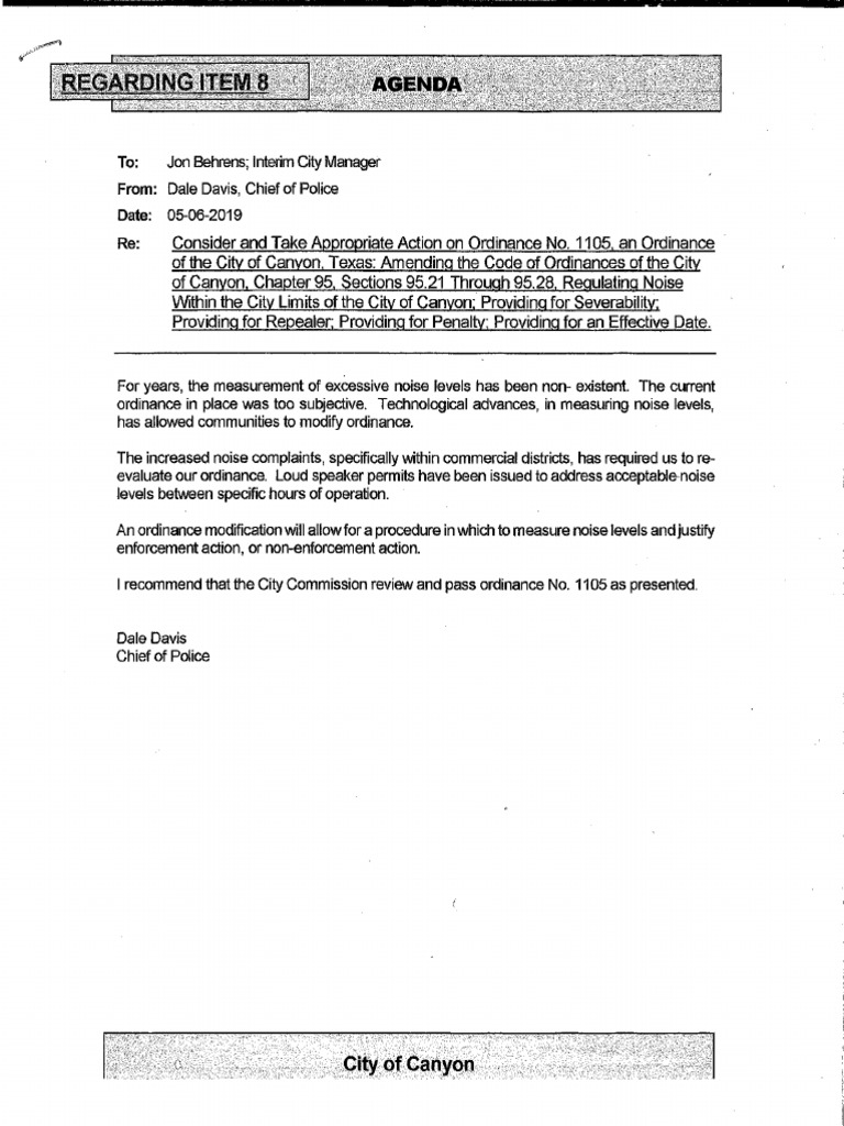 Canyon New Noise Ordinance PDF