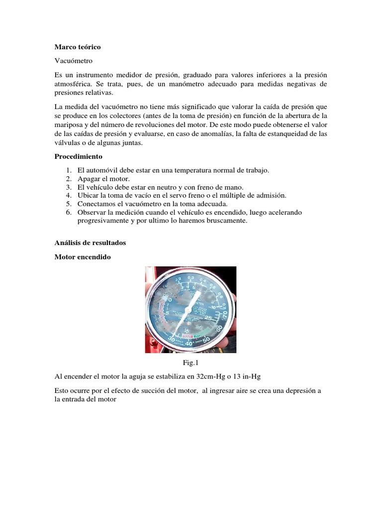 Su Vehículo Tiene Servofreno Cuando Apague El Motor Qué Ocurre Vacu o Metro | PDF | Vacío | Presión