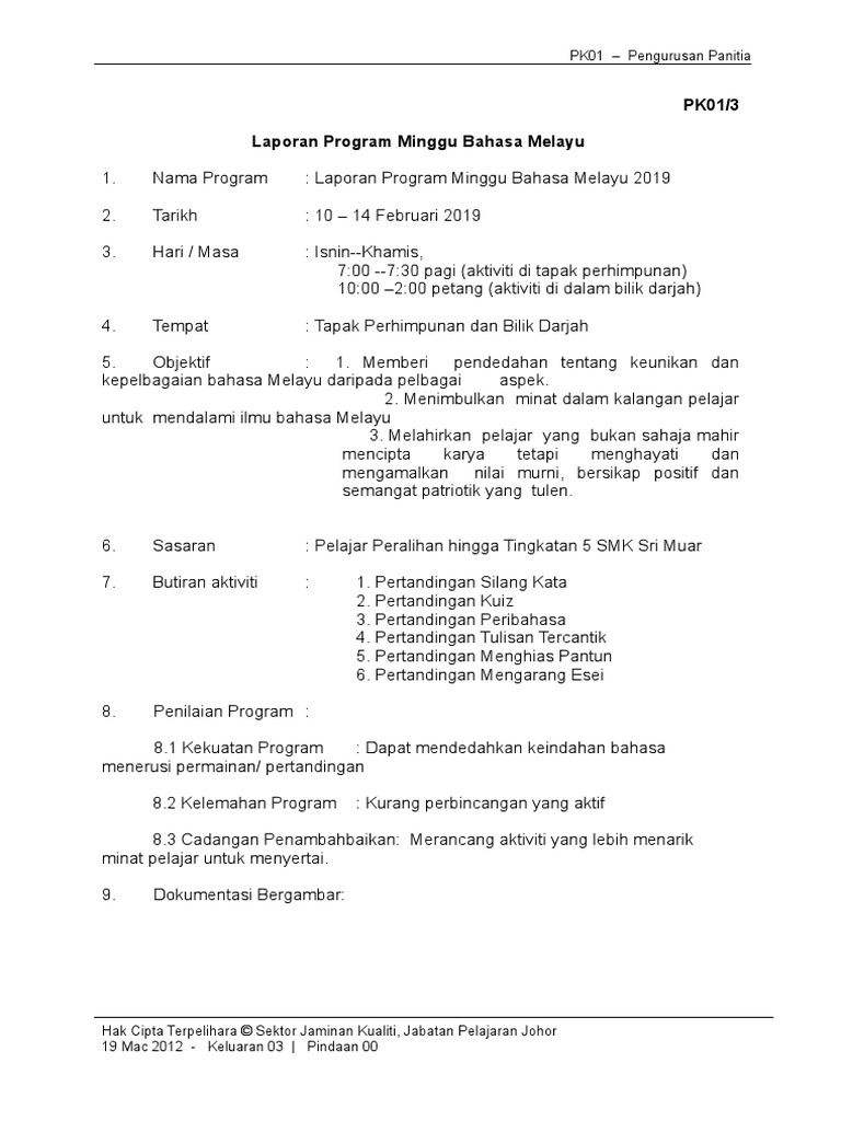 Laporan Minggu Bahasa Pdf