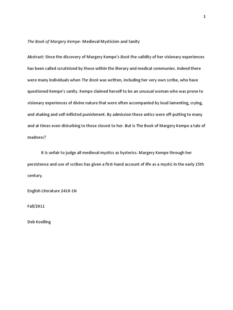 The Book of Margery KempeMedieval Mysticism and Sanity PDF