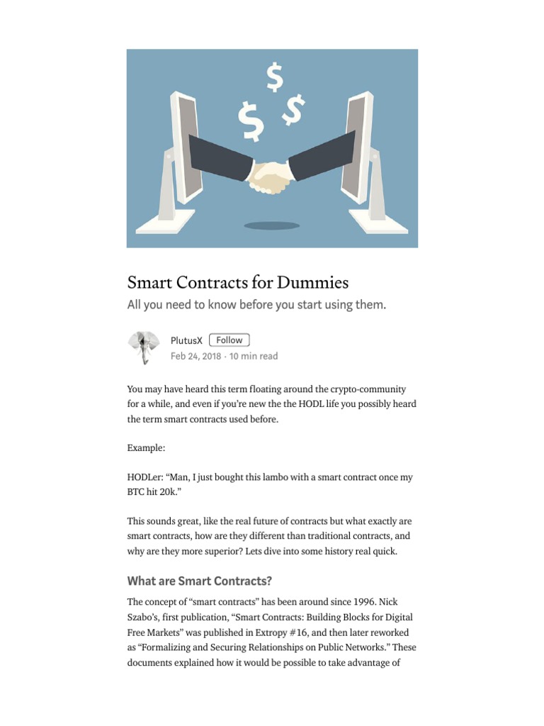 Smart Contracts for Dummies All you need to know before you start