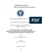 Evaluación de La Calidad Del Aire Empleando Liquenes Como Bioindicadores en La Ciudad de Chachapoyas