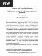 A VISÃO DO EDUCADOR ATUAL ENTRE AS METODOLOGIAS ATIVAS E AS TICS