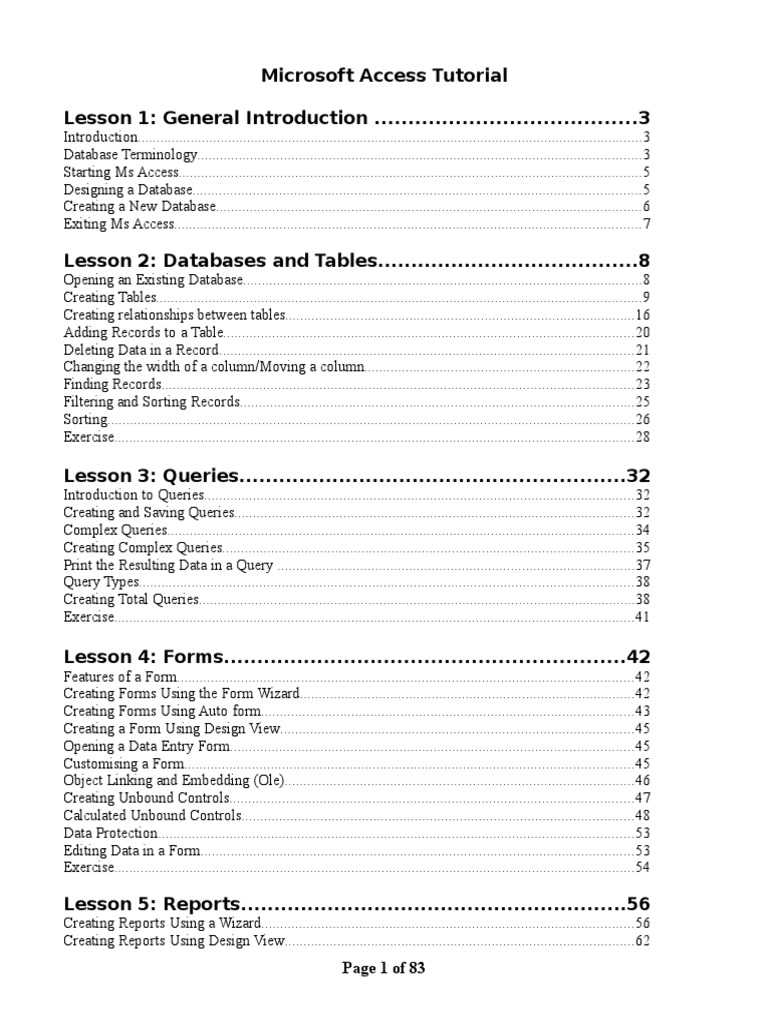 Ms Access Manual | PDF | Microsoft Access | Databases