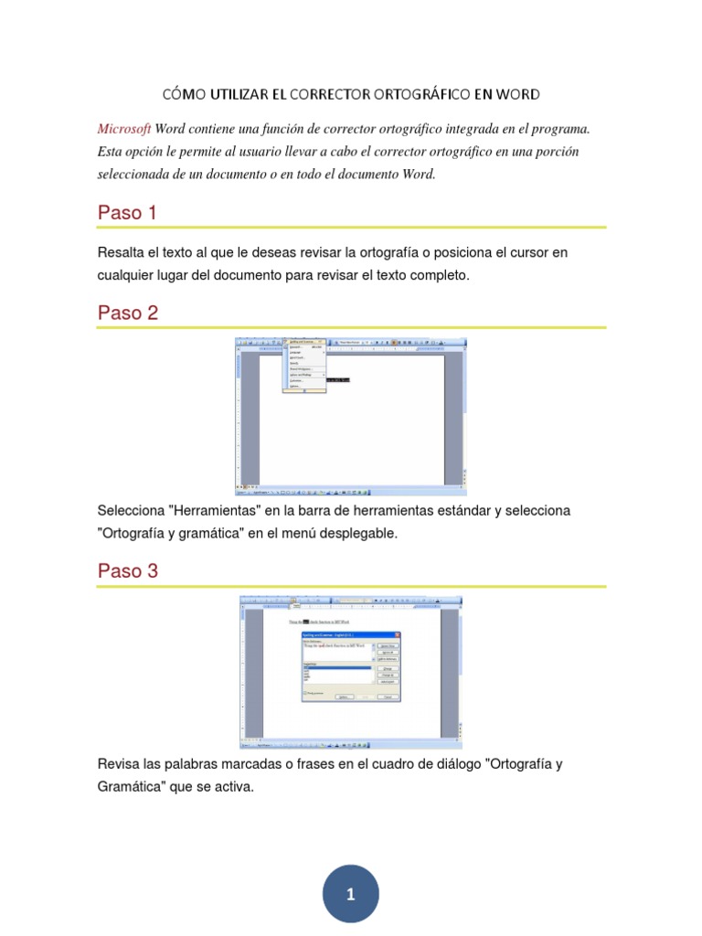 Cómo Utilizar El Corrector Ortográfico en Word | PDF | Impresora ...