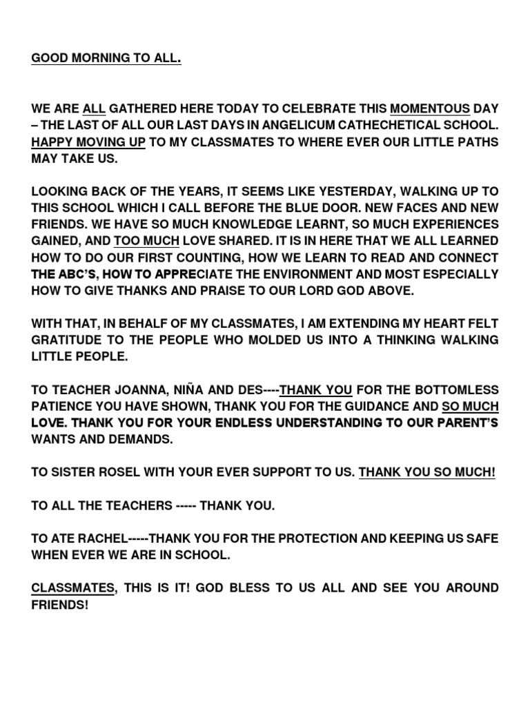 Farewell Message to Classmates | PDF