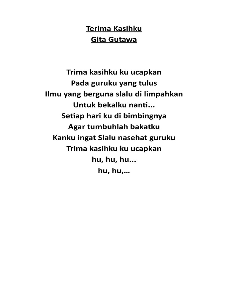 Lirik Lagu Terima Kasihku Pdf