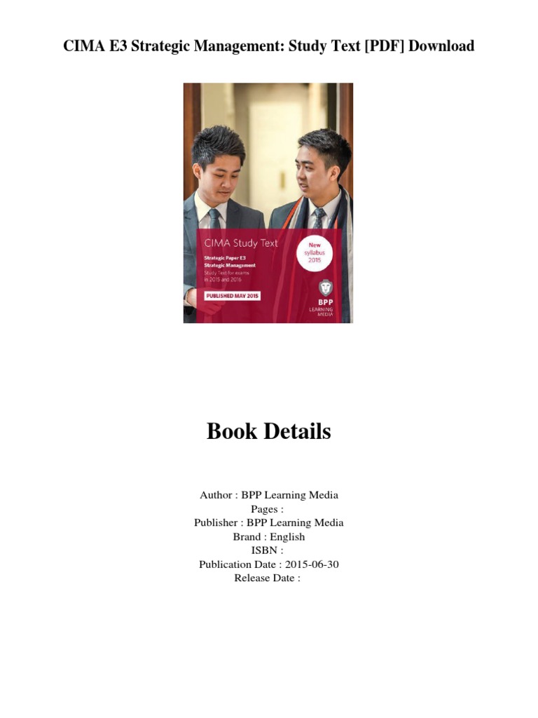 CIMA E3 Strategic Management Study Text PDF | PDF | Career & Growth ...