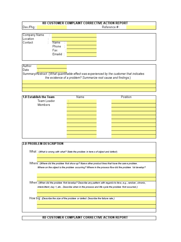 22D Report Template  Computing  Computers Inside 8d Report Template Xls