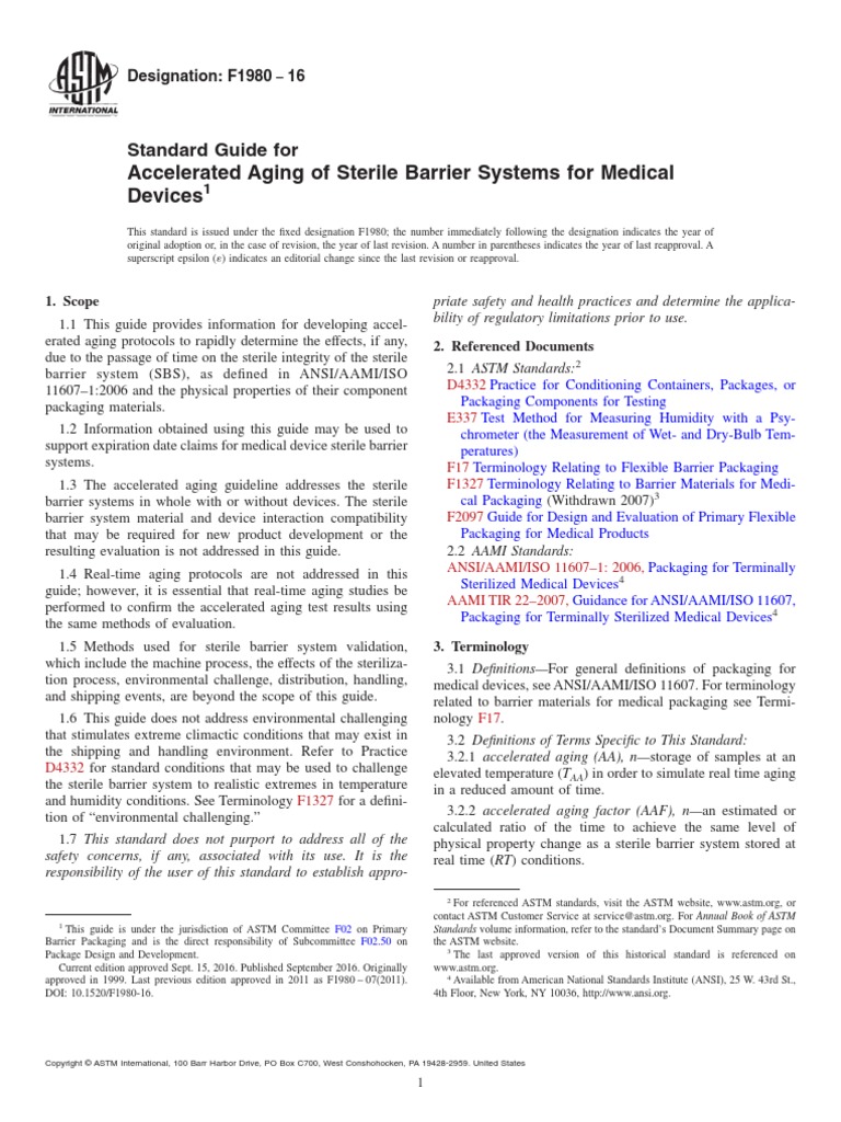 Astm F19802016 PDF Shelf Life Humidity