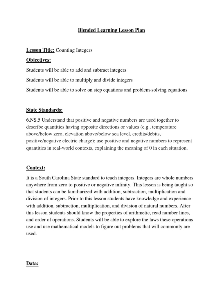 Belnded Lesson Plan Unit 5 | PDF | Multiplication | Division (Mathematics)