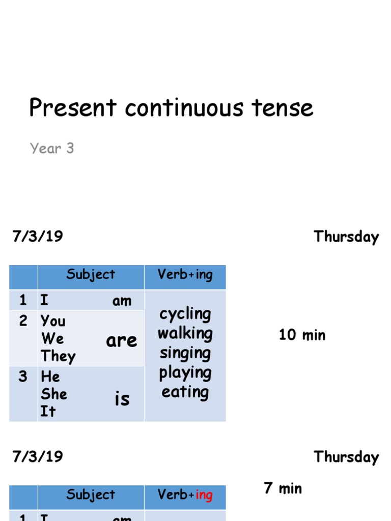 Year 3 - Present Continuous Tense