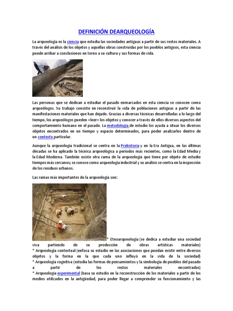 Definicion De Arqueologia Pdf Arqueologia Sociedad