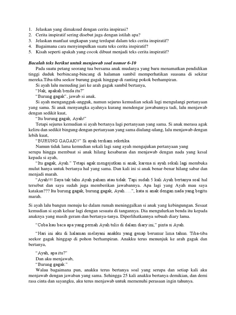 Soal Teks Inspiratif