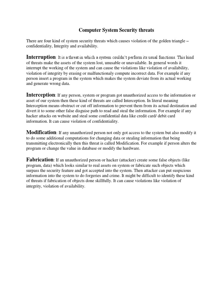 Computer System Security Threats | PDF | Computers | Technology ...