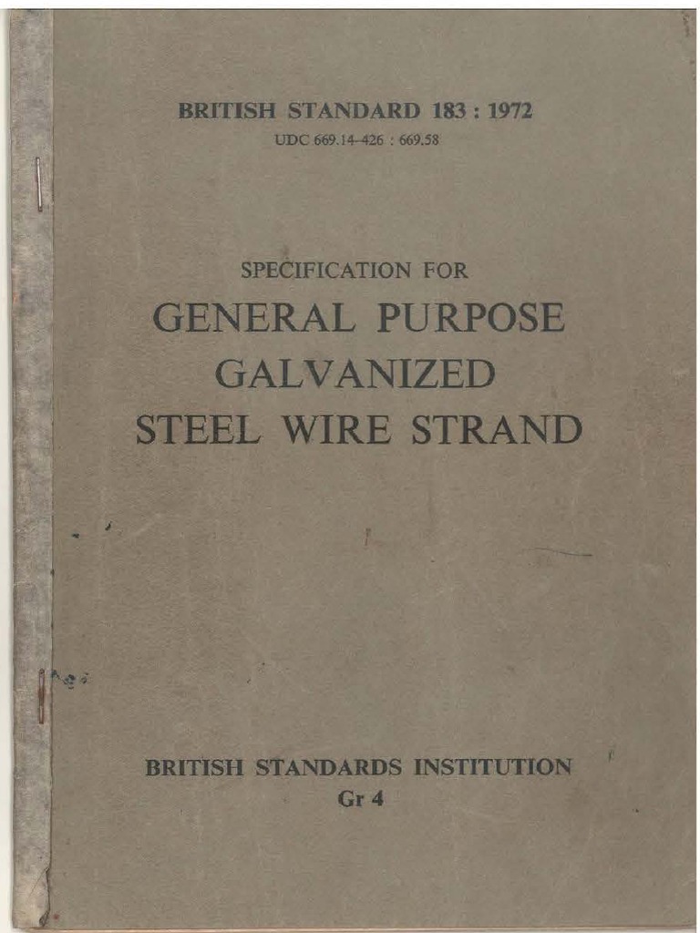 BS 183:1972 Specification for Wire Strand | PDF | Wire | Engineering