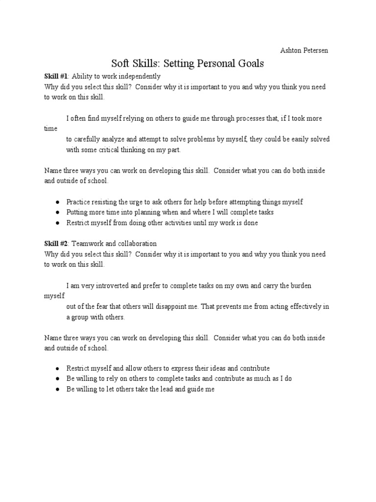 Developing Independence and Teamwork Skills | PDF