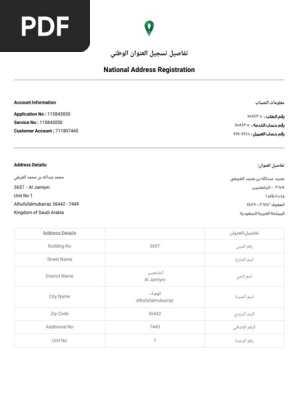 تفاصيل تسجيل العنوان الوطني