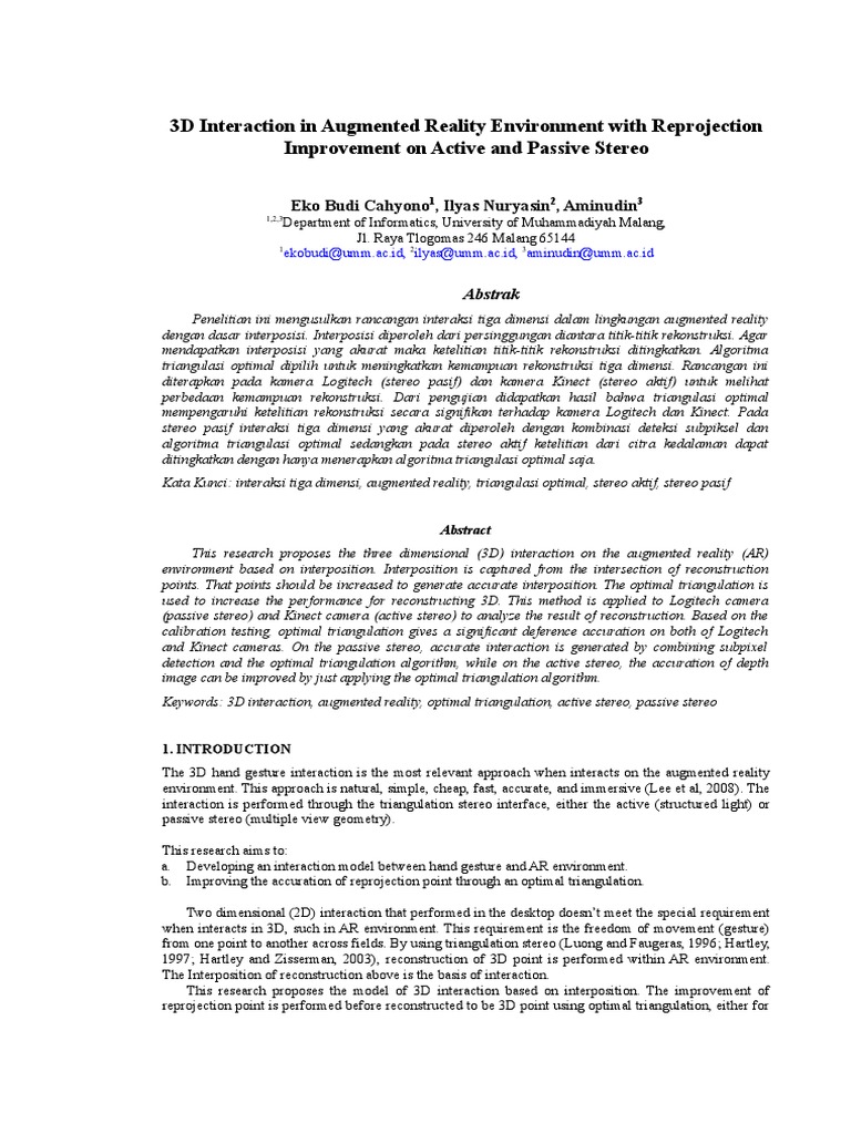 3D Interaction in Augmented Reality | PDF | System Of Linear Equations ...