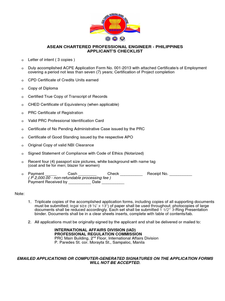 mACPE Applicants Checklist PDF | PDF