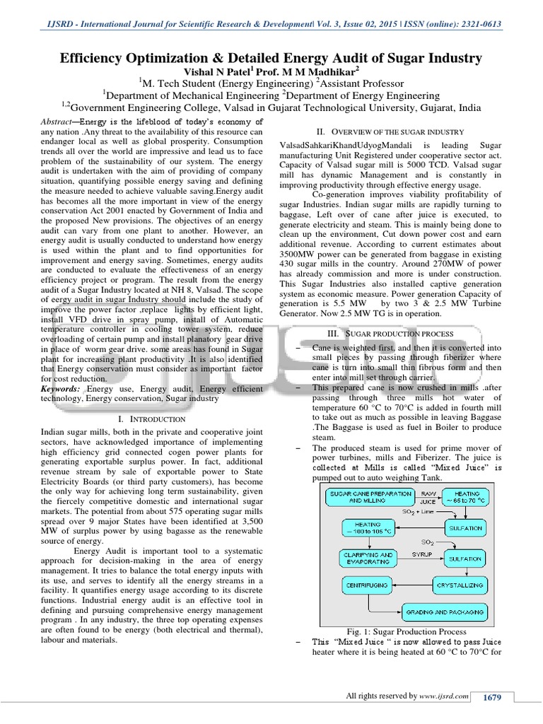Efficiency Optimization & Detailed Energy Audit of Sugar Industry | PDF ...