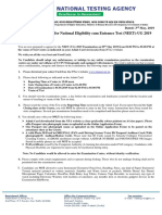 Important Advisory For National Eligibility Cum Entrance Test (NEET) - UG 2019