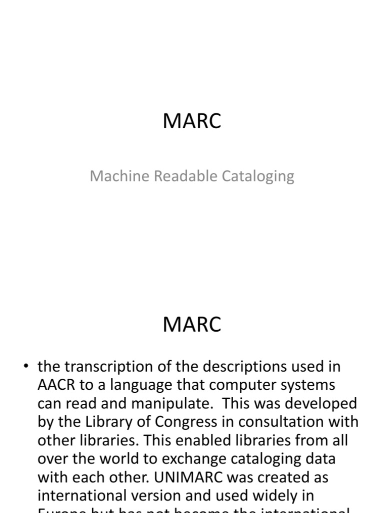 Machine Readable Cataloging Data Management Library Science