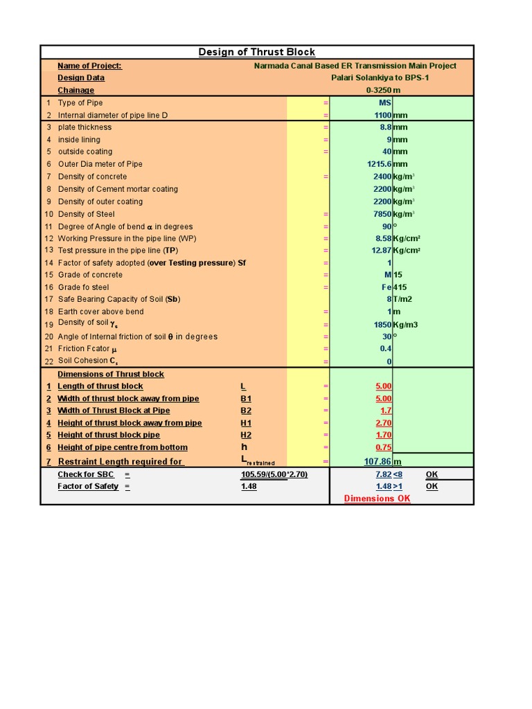 Design of Thrust Block for Transmission Pipeline | PDF | Center Of Mass ...