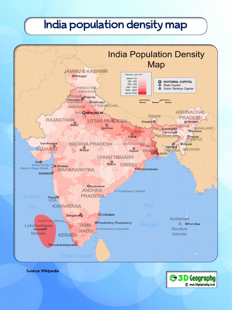 India Population Density Map PDF Map Cartography