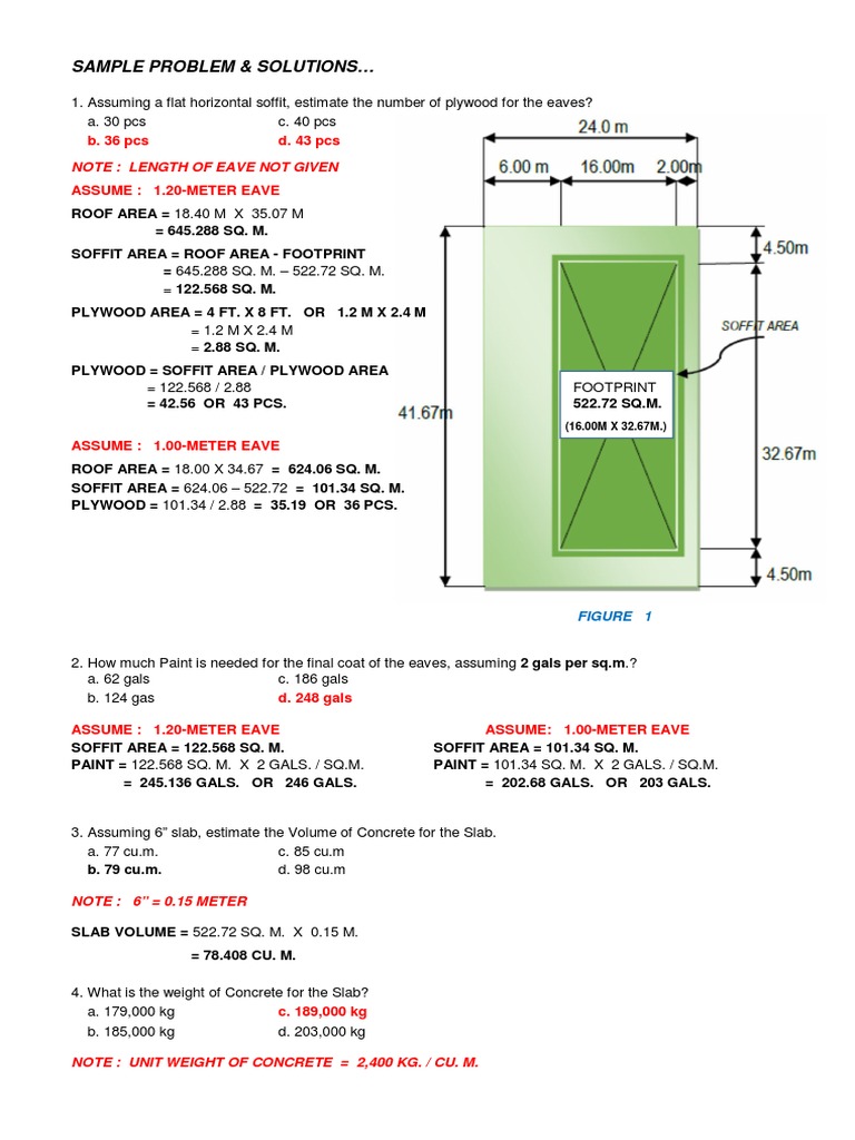 ALE Sample Problems and Solutions | PDF | Area | Wall