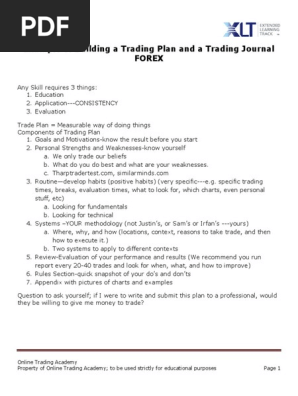 Forex Trade Plan Example