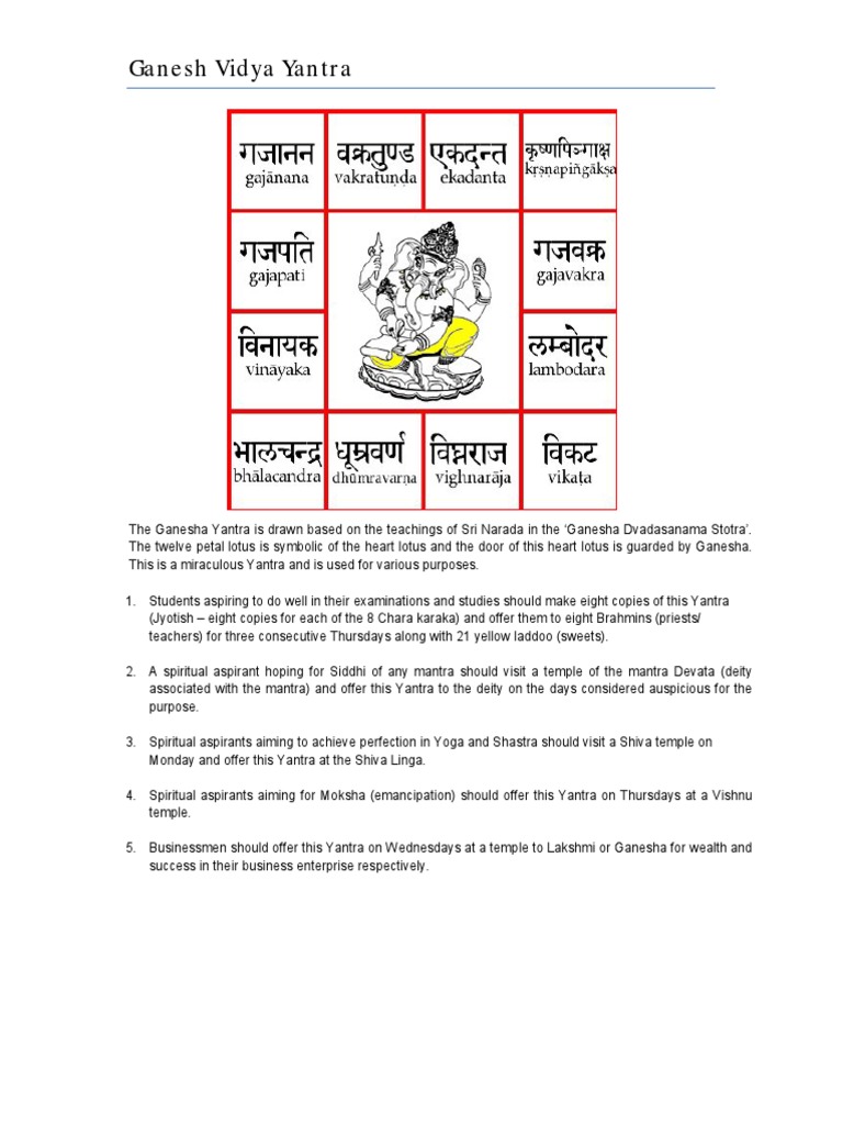 Ganesh Vidya Yantra | PDF | Mantra | Hindu Behaviour And Experience