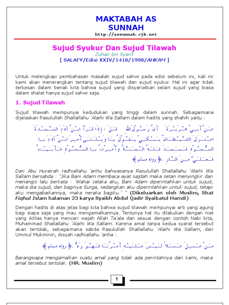 Sujud Syukur Dan Sujud Tilawah