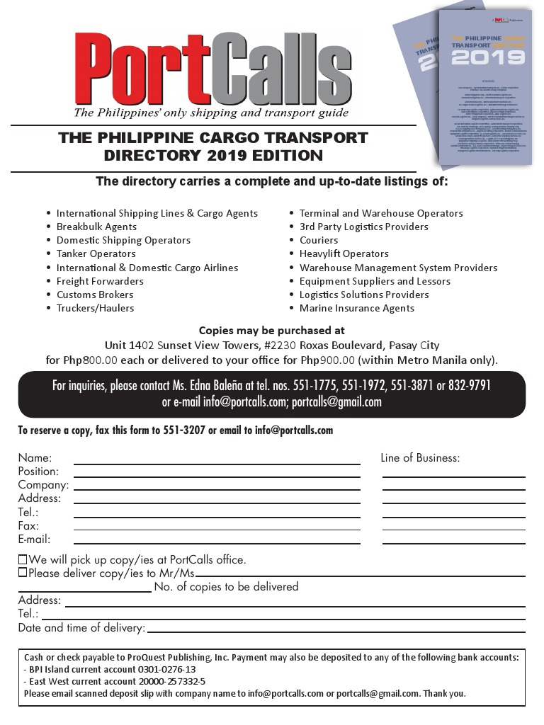 Philippine Cargo Transport Directory 2019 | PDF | Cargo | Freight Transport