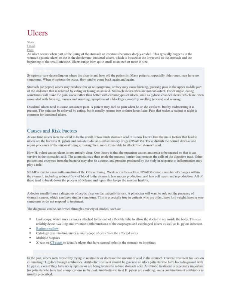 Ulcers | PDF | Gastroenterology | Health Sciences