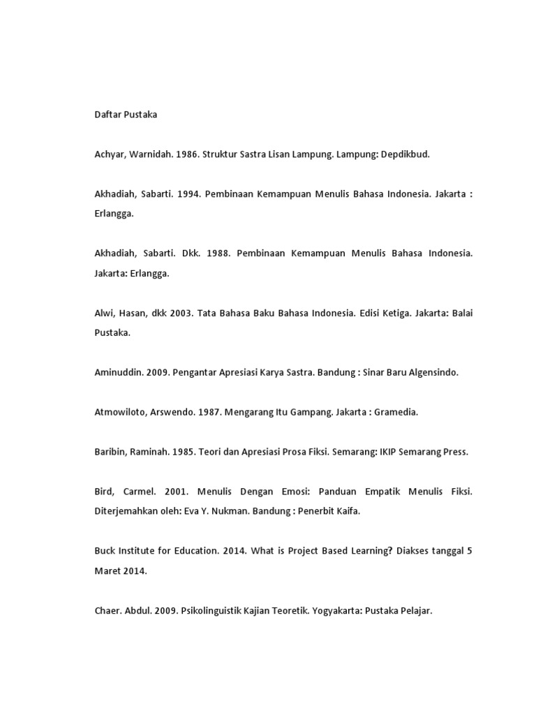 Daftar Pustaka dan Metode Pembelajaran Cerpen | PDF | Seni & Disiplin ...