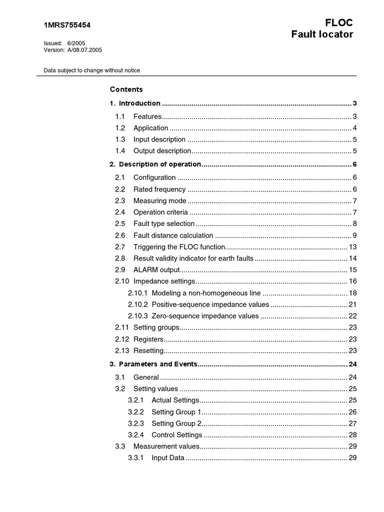 Floc Fault Locator: Issued: 6/2005 Version: A/08.07.2005 | PDF ...
