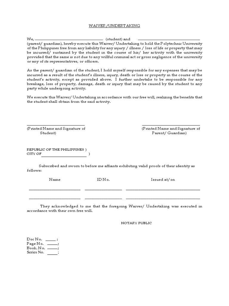 Student Activity Waiver Form | PDF | Civil Law (Legal System) | Virtue