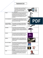 equipment list