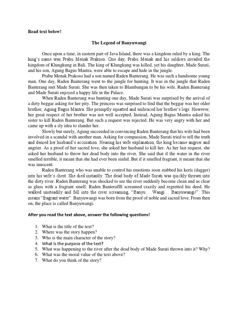 The Legend Of Banyuwangi