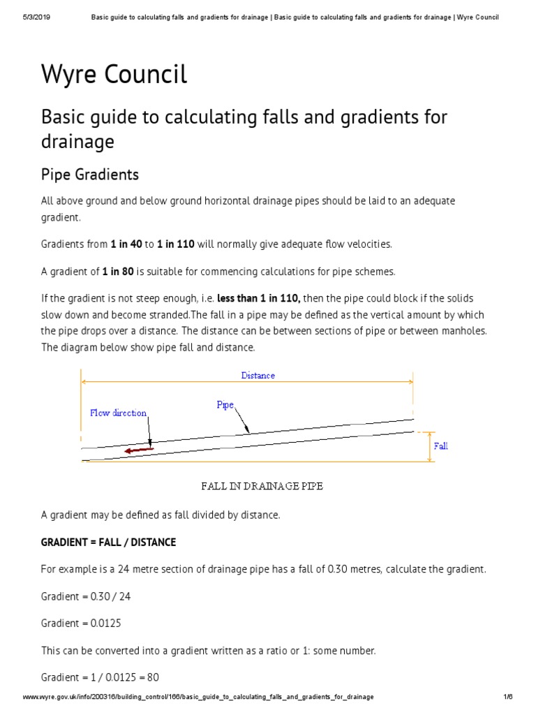 Basic Guide To Calculating Falls and Gradients For Drainage Basic
