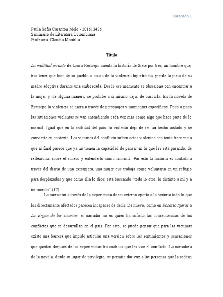 La Multitud Errante Laura Restrepo Pdf