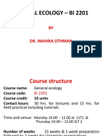 General Ecology - Bi 2201: BY Dr. Wahira Othman