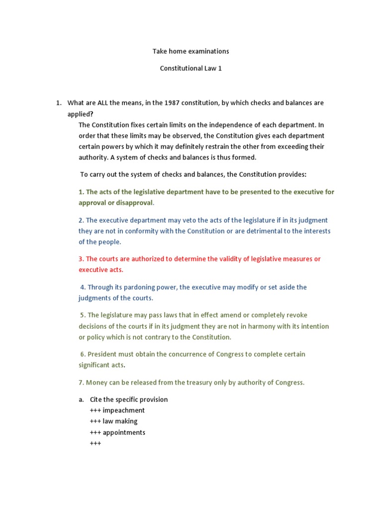 Checks and Balances in Constitutional Law | PDF | Separation Of Powers ...